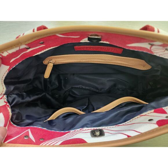 PURSE/HANDBAG-TOMMY HILFIGER-Red White-Plastic Cover-Beach-Boating-Snap Top - Picture 8 of 16